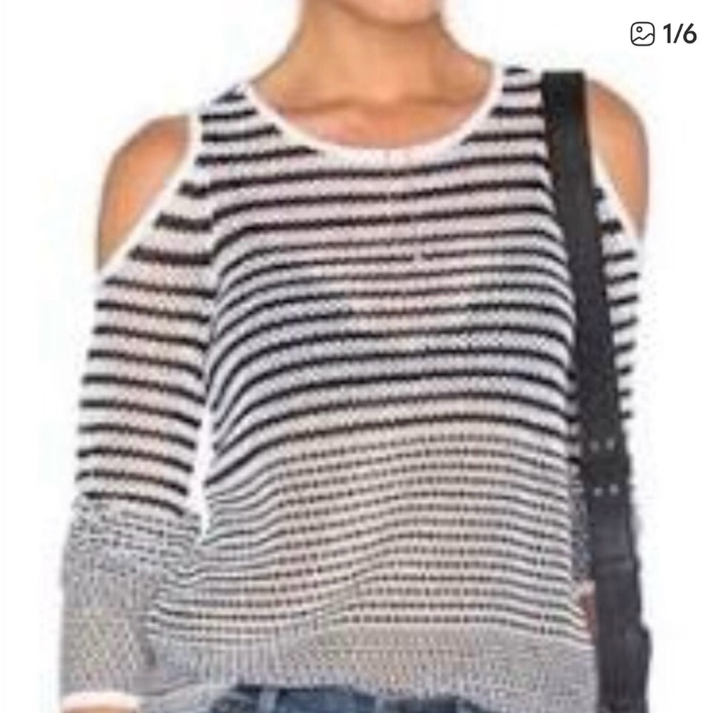 Rag & Bone Black and White Open Shoulder Sweater